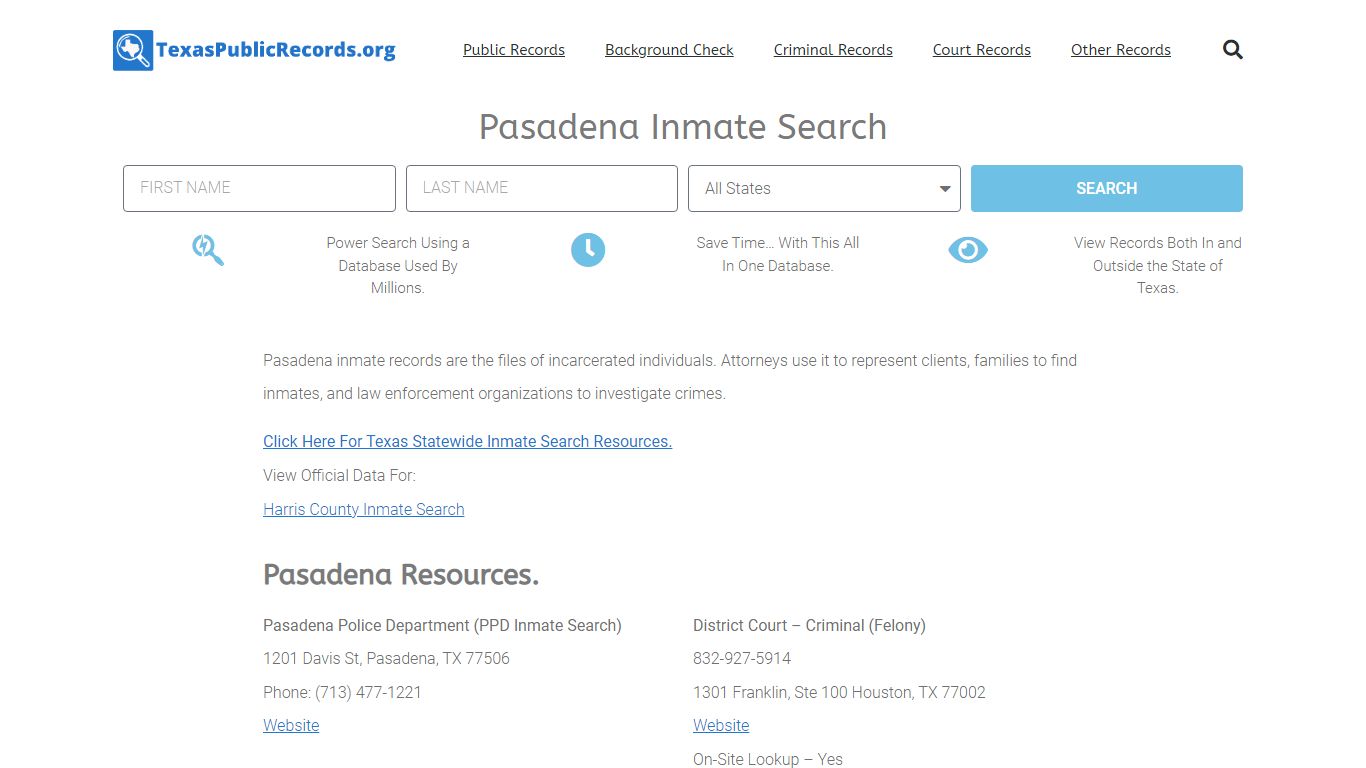 Pasadena Inmate Search - PPD Current & Past Jail Records