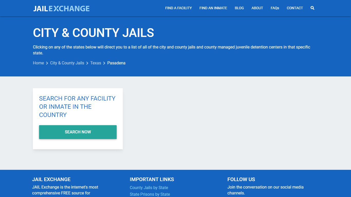 City & County Jails | Texas | Pasadena | JailExchange